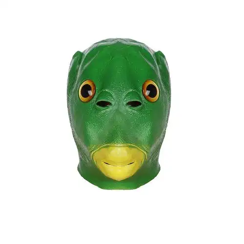 绿色鱼头面具年会表演搞笑抖音绿鱼人搞怪丑鱼沙雕头套绿水鬼嘴