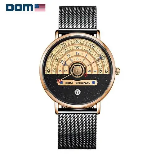美国dom男士石英表轮回手表男士钢网带防水经典时尚大气手表视频