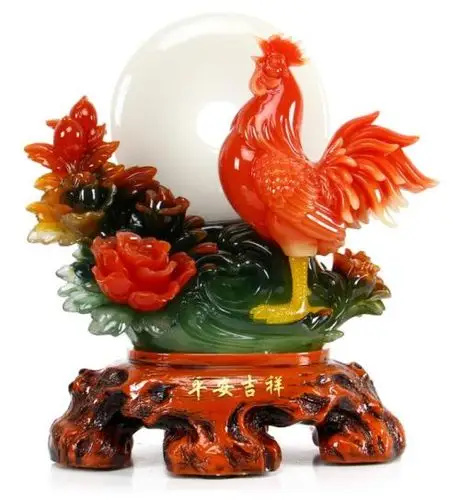 招财金鸡摆件风水大红公鸡摆设办公室客厅家收银台新年工品艺礼品