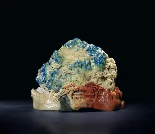 4000春意青田石蓝星摆件