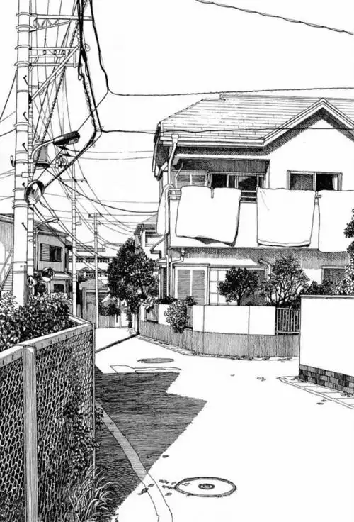 漫画中的手绘黑白场景