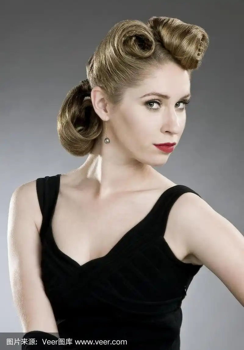 发型,50年代风格,美,女人,彩妆