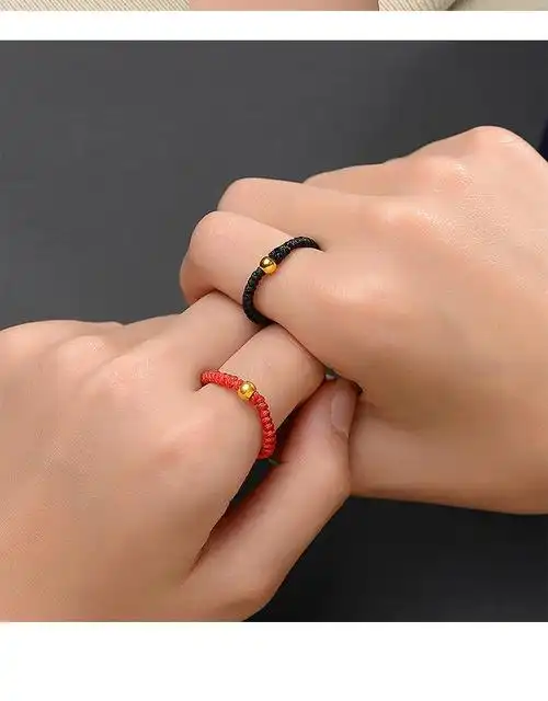 2g 【红色款】金珠戒指15号【图片 价格 品牌 报价