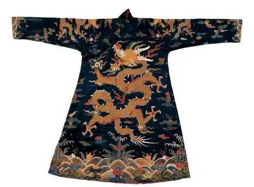 1770 明 藏青织金妆花缎蟒袍