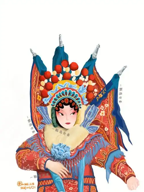 京剧穆桂英无聊就画画