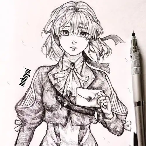 人物黑白动漫素材插画绘画线稿手绘长发短发女生男生