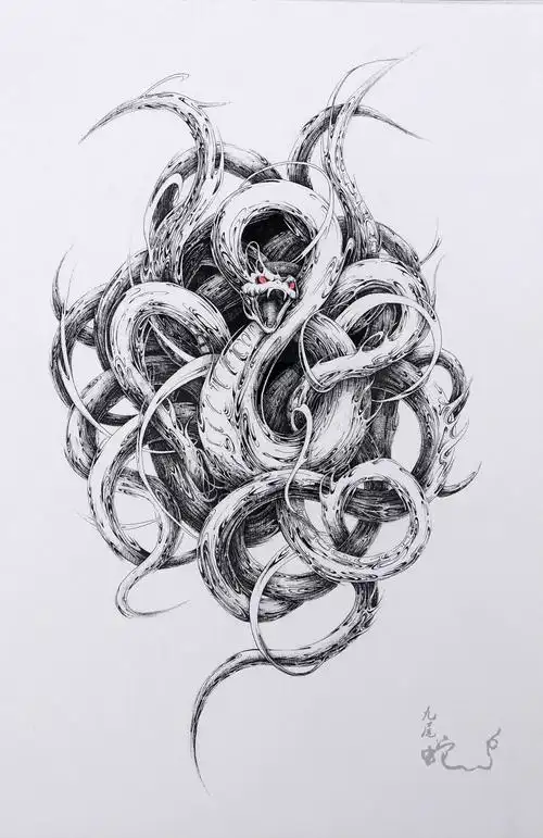 国风线体手绘插画《山海经》