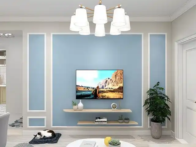 用石膏线装饰了造型影视墙,虽简约却不简单,带给人朴实无华的视觉效果