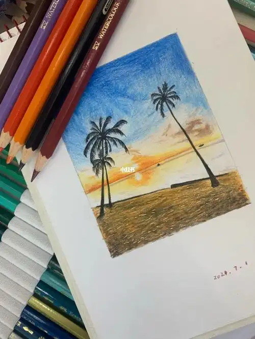 零基础彩铅自学今日份日出小景