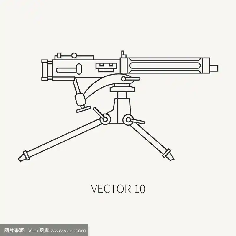 机关枪,绘画插图,卡通,武器,矢量