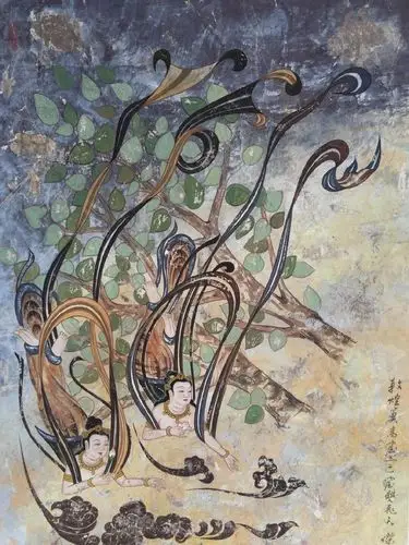 敦煌莫高窟唐代壁画(岩彩)菩萨伎乐天 67