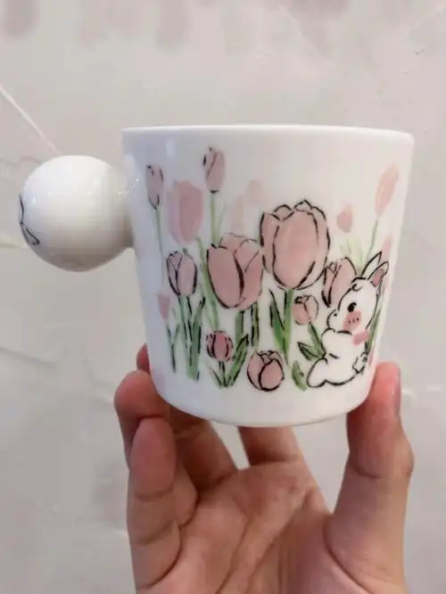 郁金香兔子陶瓷杯子