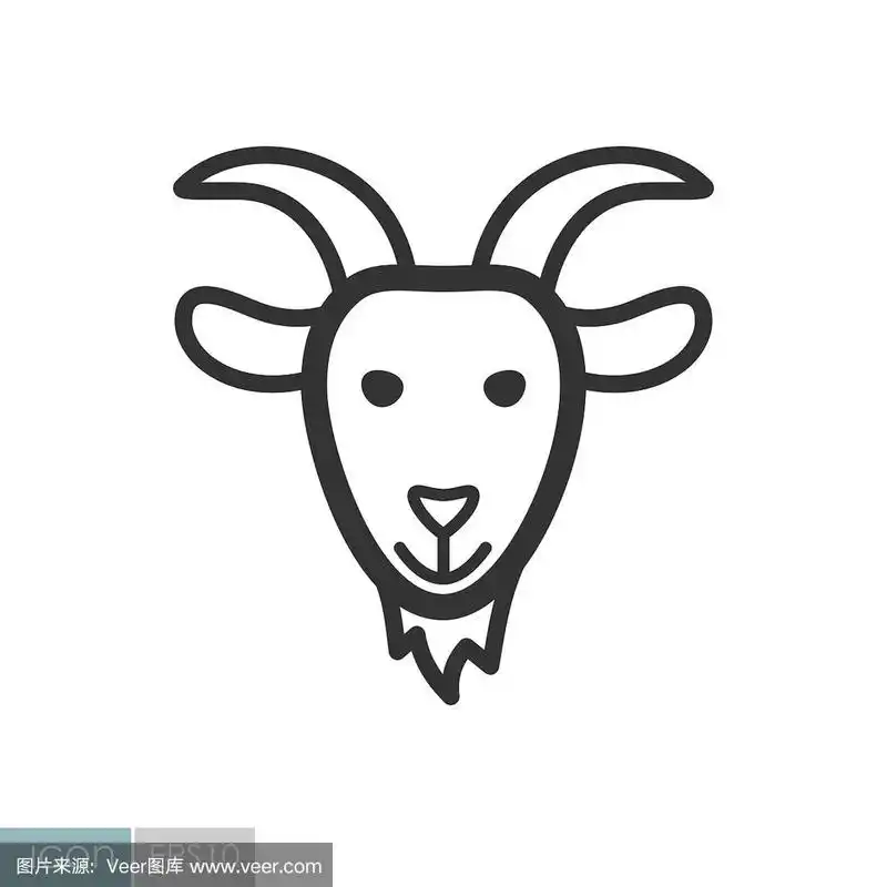山羊图标.农场动物病媒图