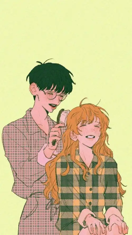 甜蜜情侣的手绘插画