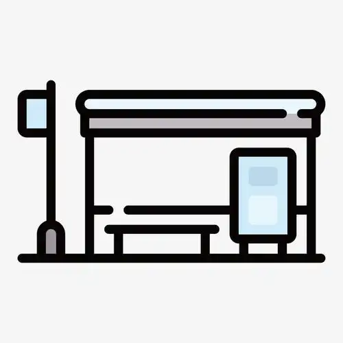 灰色手绘线稿公交站牌元素