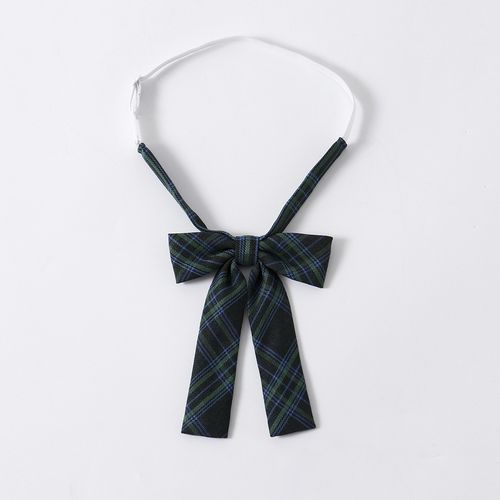 新款jk制服领结学生 蝴蝶结衬衫领花制服配件拼色墨绿间绿格领结