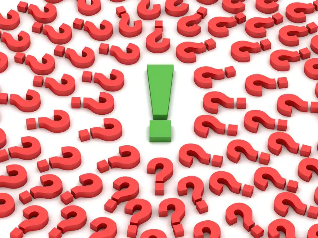 包围问号感叹号标志.概念 3d 图.