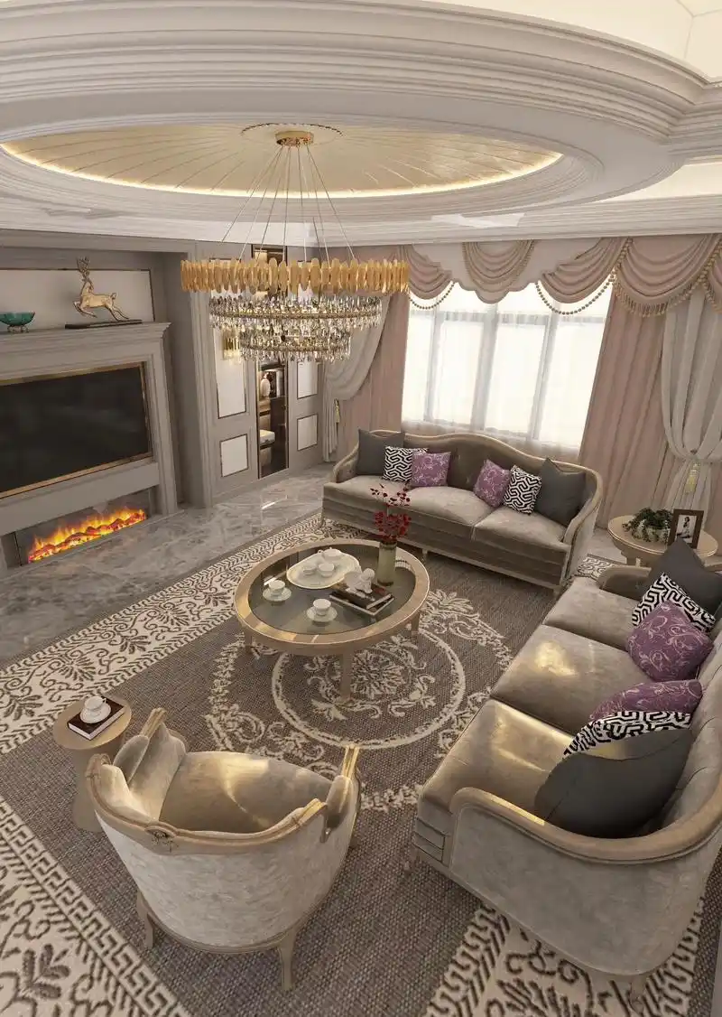 轻奢美式大客厅#豪宅 #客厅 #新疆客厅装修效果图 #轻奢风 - 抖音