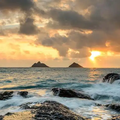 2023礁石夕阳风景头像_风景静物头像_我要个性网