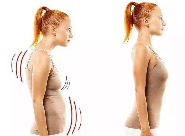 我们先来看两张图,左边一张就是非常明显的含胸驼背,明显身姿没有站直