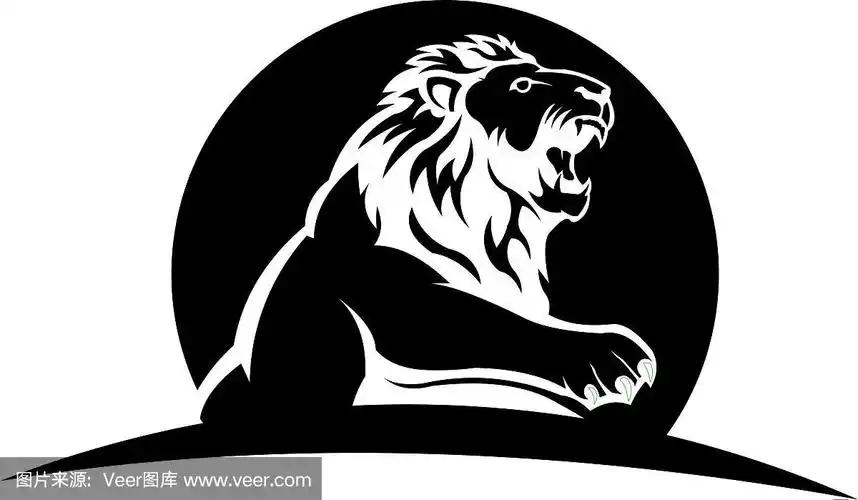 动物侧面狮子黑白图案