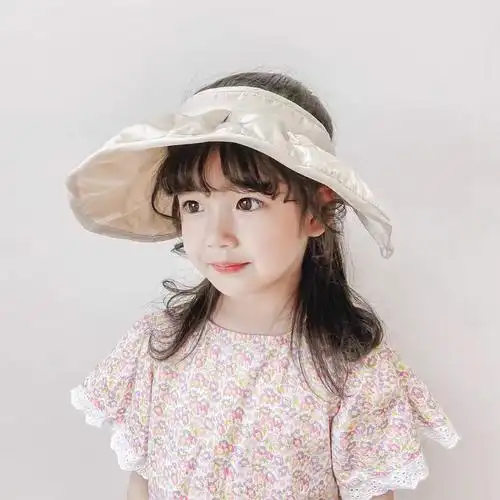 儿童夏季帽子适合2-12岁小女孩戴的韩版时尚百搭大帽檐空顶帽中大童薄