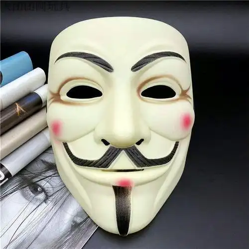 仇杀队面具脸男万圣节cos化妆舞会成人派对假面搞怪网红 v字厚黄带