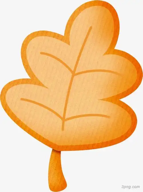 手绘一片秋叶png素材透明免抠图片-卡通手绘