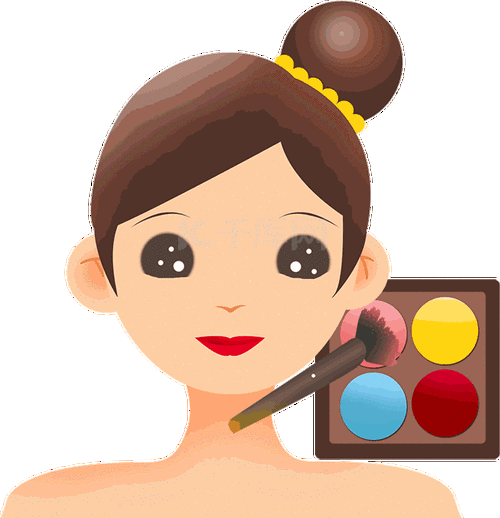美容化妆爱美的涂腮红的女孩