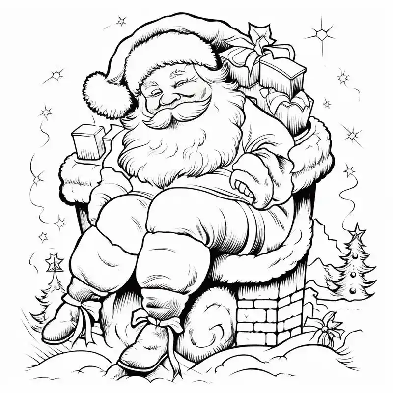 圣诞老人线稿画,儿童涂色线稿.呆萌可爱版圣诞老人线稿图来了, - 抖音