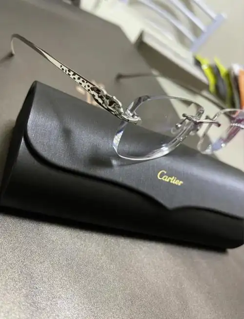 新款卡地亚眼镜框无框男女同款情侣眼镜豹纹