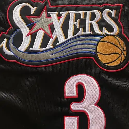 滕讯体育同款艾弗森球衣费城76人密绣丝光油亮面料丝滑绸缎经典复古3