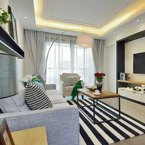 客厅半弧形吊顶效果图-一起网装修图库