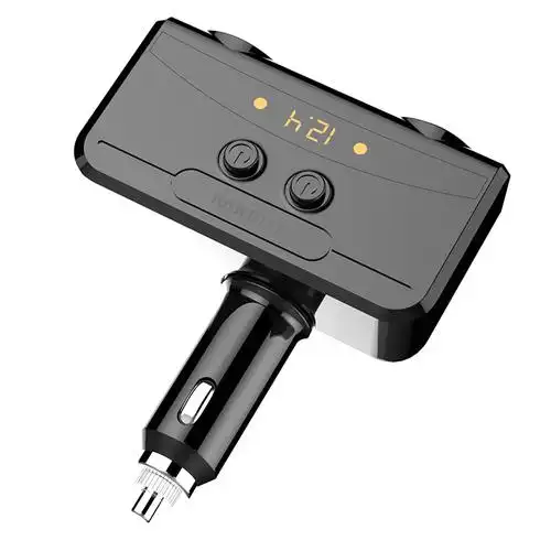 现代车载点烟器usb车充电多功能一拖三分二转换插头开关母座点火