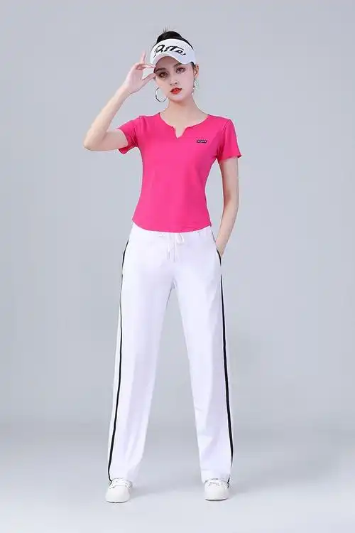 广场舞服装新款套装2022年杨丽萍健身跳舞运动装曳步舞蹈女橙色短袖白