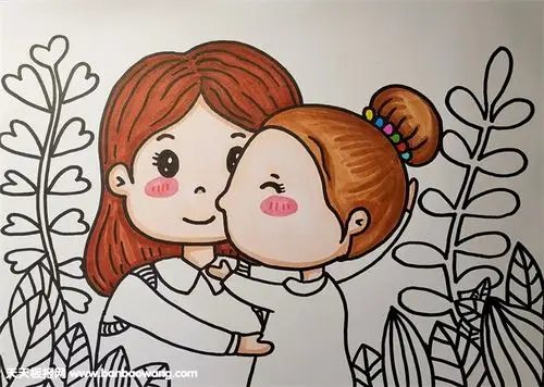 儿童画美丽的妈妈