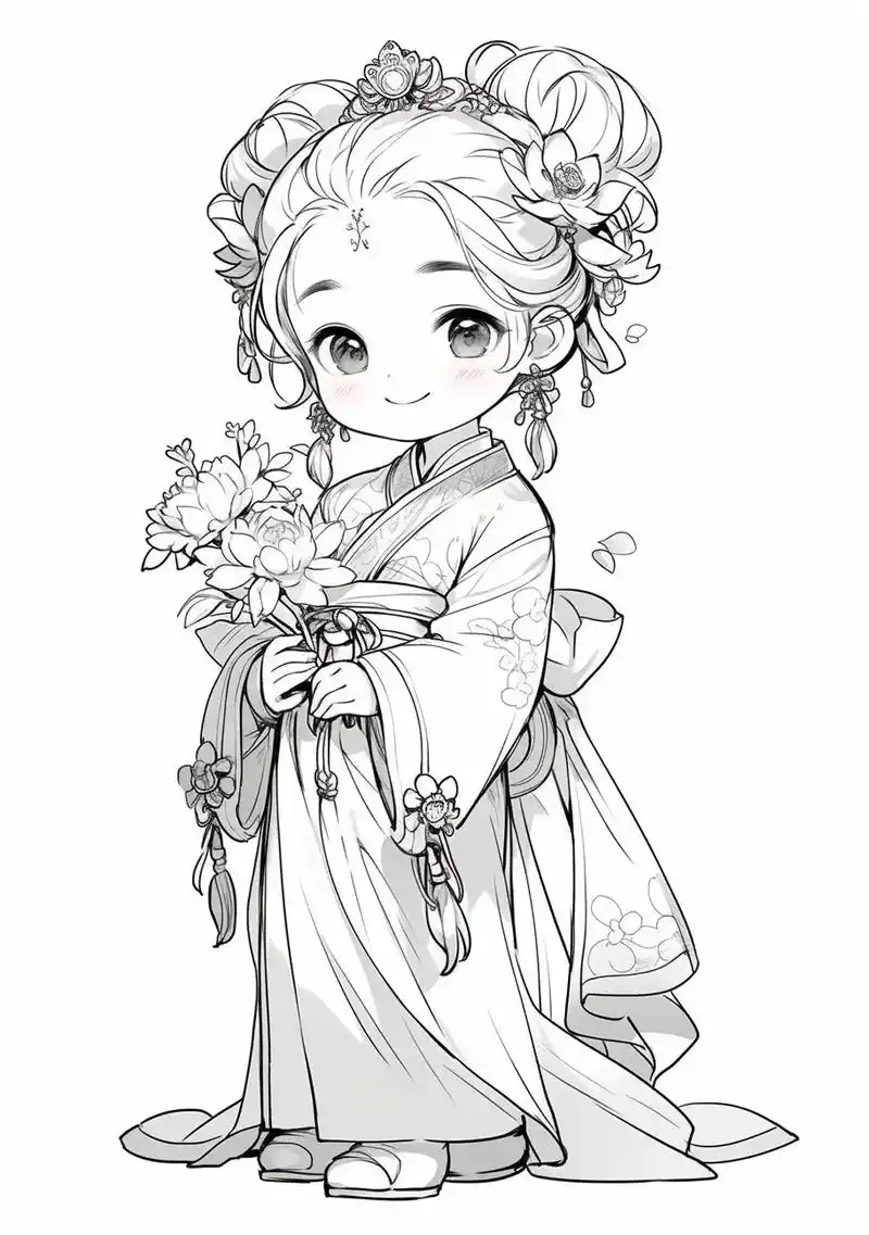 儿童涂色画-小仙女.#涂色书 #线稿 #儿童美术 #一起学画 - 抖音