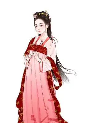 古风人物粉色手绘卡通古风中国风汉服人物女子美女元素png素材