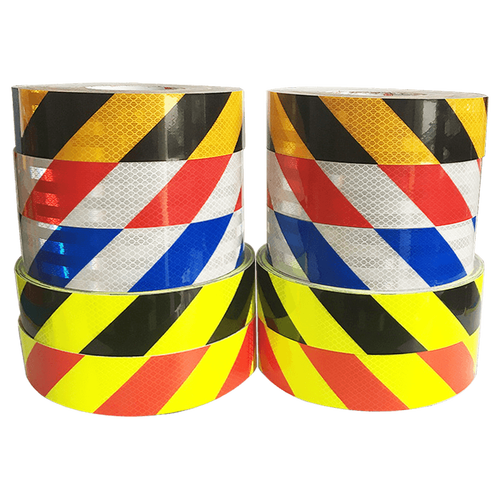 3m斜纹黑黄反光贴地胶超强反光带汽车摩托边箱车个性车贴反光条