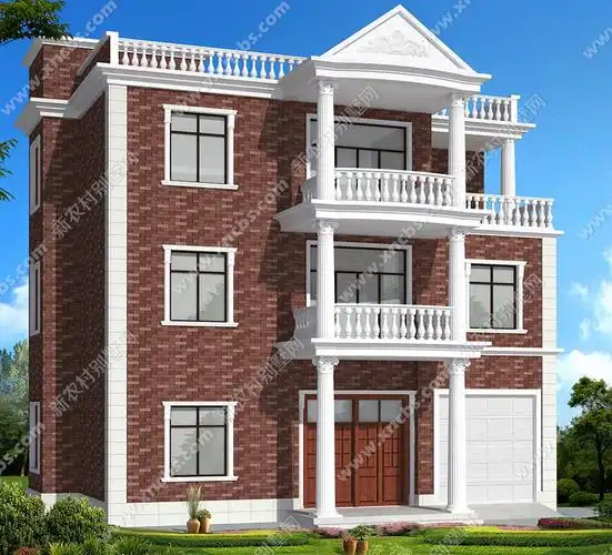 非常实用的农村三层平顶楼房带多种配色效果图