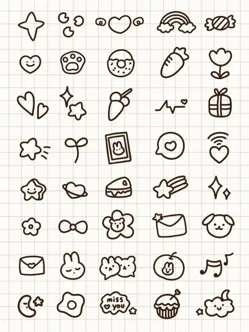 no3简笔画手帐素材超萌贴纸