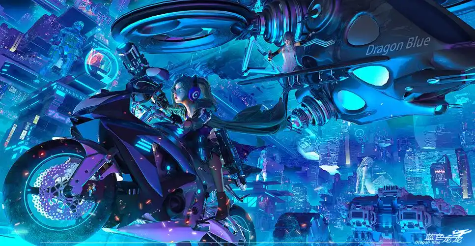 科幻 赛博朋克|插画|概念设定|蓝色龙龙 - 原创作品 - 站酷 (zcool)