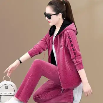 慕之美气质休闲运动套装女装春秋时尚灯芯绒套装女春秋季2022新款时尚