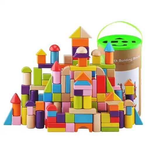 进口榉木 大块积木儿童益智玩具1-2-3-5-6周岁