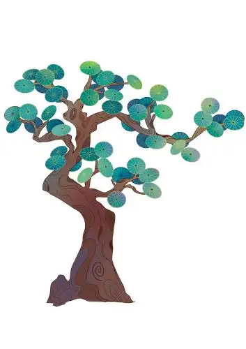 一棵松树 插画 国潮风