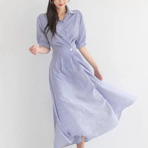 拿货提前报单 褶皱a字连衣裙女装2020夏装新款裙子收腰中长款裙