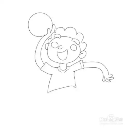 简笔画--跳跃投篮的男孩画法