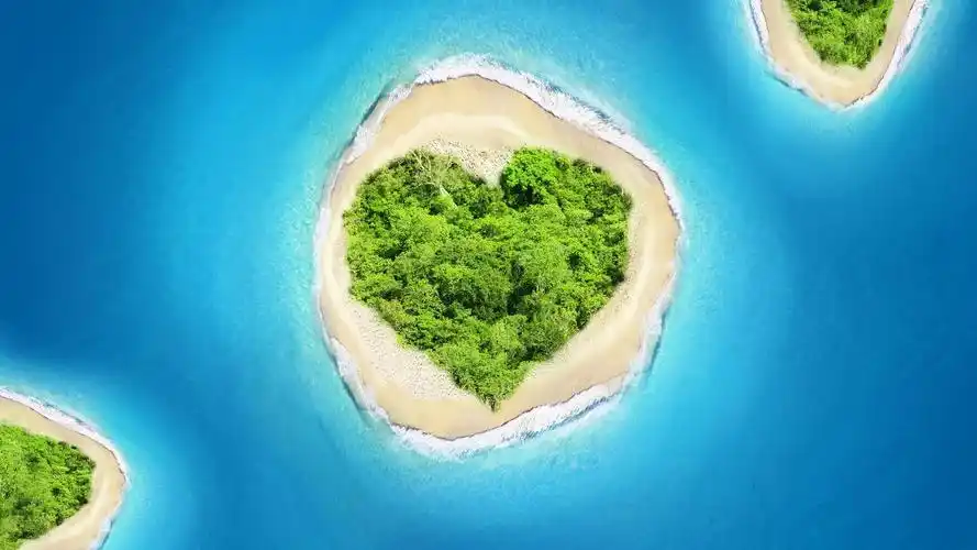 海洋天堂心形海岛风景大片壁纸