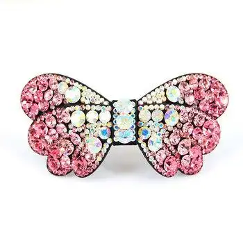 厂家批发 韩版时尚蝴蝶形发夹 纯手工点钻顶夹 奢华高档发饰直销