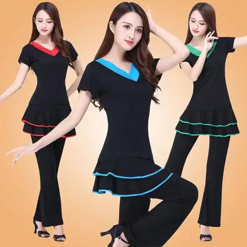 杨丽萍广场舞服装新款套装莫代尔棉中老年跳舞衣成人运动舞蹈服女